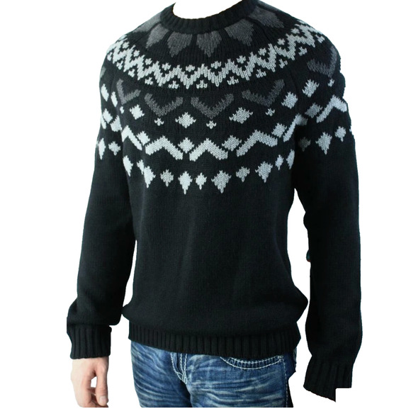 Armani Exchange A|X Mens Fair Isle Sweater Cable Knit Crew Neck heavyweight XXL - Picture 1 of 11